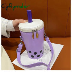 Cyflymder Personalized Bag For Women New Fashion Milk Tea Cup Shaped Bags Small Bucket Shoulder