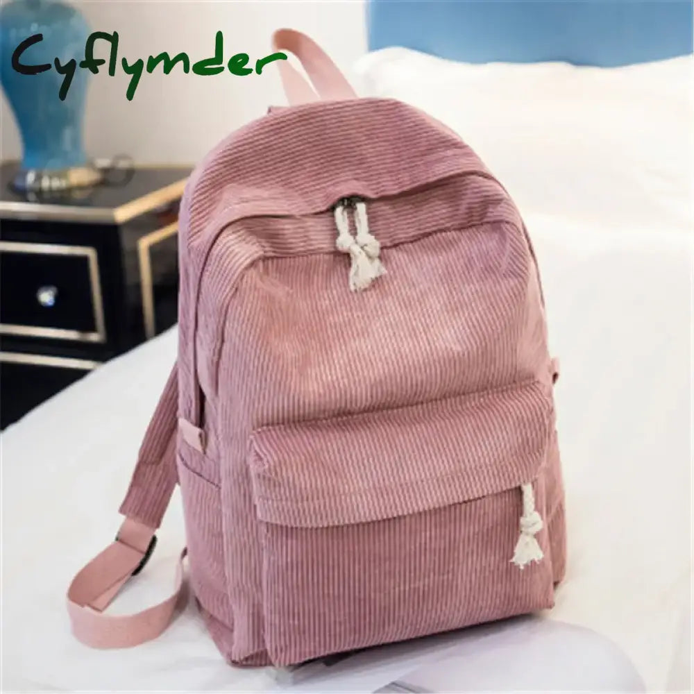 Cyflymder Personalized Corduroy Women Schoolbag Backpack Training Anti-theft Shoulder Bag For Teenager Knapsack Unisex