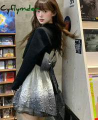 Cyflymder Pink Kawaii Sweet Party Mini Dress Women Bow Korean Style Elegant Strap Female France