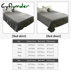 Cyflymder Pink Ruffled Seersucker Duvet Cover Set 3/4pcs Soft Lightweight Down Alternative Grey Bedding Set with Bed