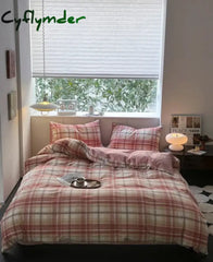 Cyflymder Plaid Style Duvet Cover Set with Sheets Skin Friendly Bedding Set Twin Full Size King Single Double Bedding