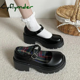 Cyflymder Platform Heels Mary Jane Shoes Simple Lolita Black Platform Heeled Shoes Student College Sweet Medium Heel