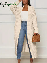 Cyflymder Plus Size Simple Versatile Autumn And Winter New Women’s Extra Long Cardigan Loose Knit