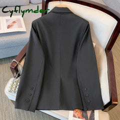 Cyflymder Plus Size Women’s Spring and Autumn Workplace Women’s Commuting Suit Long Suit Jacket plus Loose Trousers