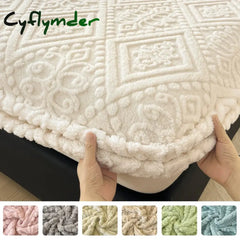 Cyflymder Plush Mattress Cover for Bed,stretch Soft Material Fitted Sheet Keep Warm,dust Protector,machine Washable