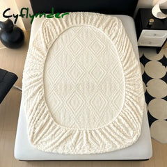 Cyflymder Plush Mattress Cover for Bed,stretch Soft Material Fitted Sheet Keep Warm,dust Protector,machine Washable