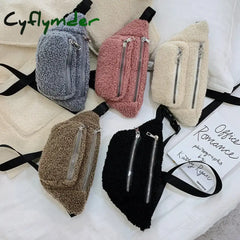 Cyflymder Plush Women’s Waist Bag Solid Color Belt Bags Shoulder Crossbody Chest Brand Designer