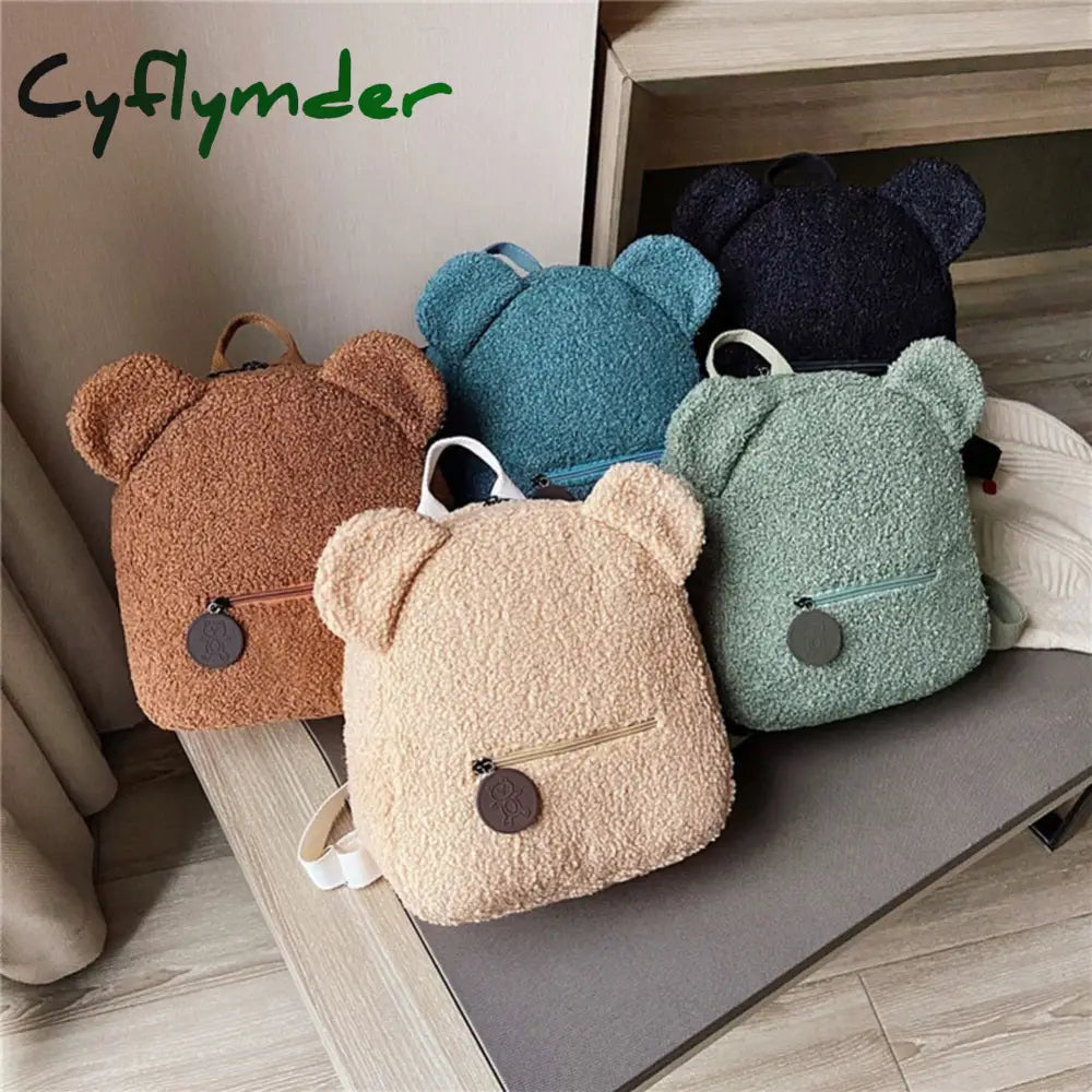 Cyflymder Portable Children Travel Shopping Rucksacks Casual Autumn Winter Lamb Fleece Women’s
