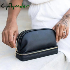 Cyflymder Portable Essential Oil Bag Cosmetic Multi-Compartment Double Layer Pu Leather Sample