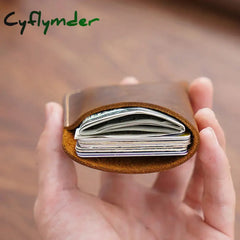 Cyflymder Portable Leather Money Bag Hand-Stitched Vintage Cowhide Wallet Card Holder Pouch Organizer