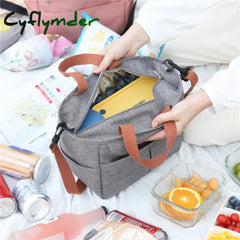 Cyflymder Portable Lunch Box Insulated Thermal Bag Picnic Food Cooler Pouch Large Capacity Shoulder