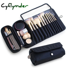 Cyflymder Portable Makeup Brush Bag - Organize Your Cosmetics And Travel In Style (Black)