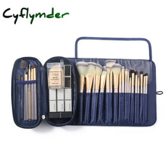 Cyflymder Portable Makeup Brush Bag - Organize Your Cosmetics And Travel In Style (Black) Storage