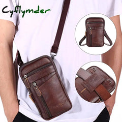Cyflymder Portable Men’s Mobile Phone Pockets Leather Belt Clip Bag Pouch Fashion Crossbody