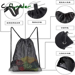Cyflymder Portable Supermarket Fruit And Vegetable Drawstring Strap Pocket Beach Cloth Mesh Storage