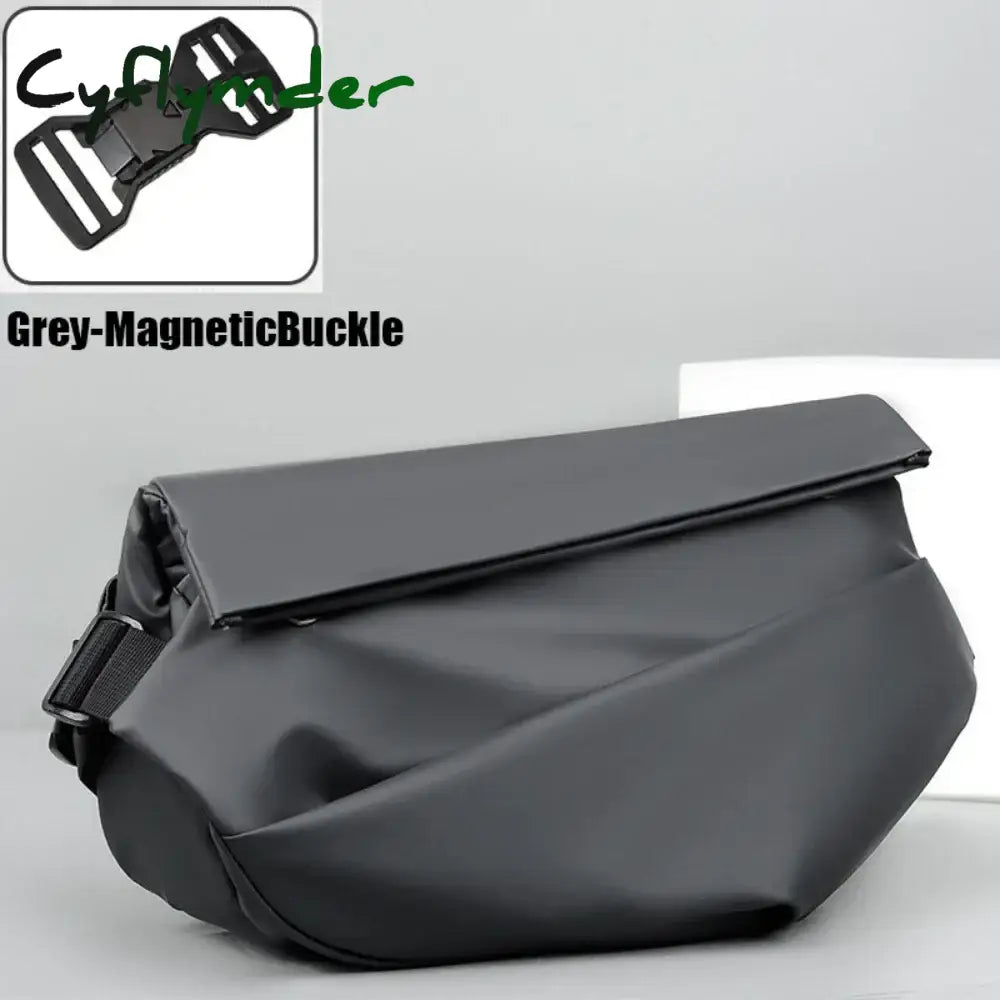 Cyflymder Premium Waterproof Magnetic Buckle Crossbody Bag Personality Fashion Men Messenger Bag Black Minimalist