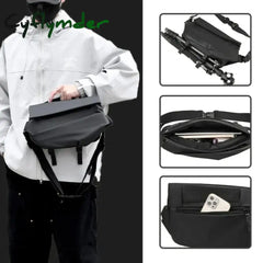 Cyflymder Premium Waterproof Magnetic Buckle Crossbody Bag Personality Fashion Men Messenger Bag Black Minimalist