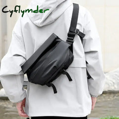 Cyflymder Premium Waterproof Magnetic Buckle Crossbody Bag Personality Fashion Men Messenger Bag Black Minimalist