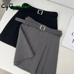 Cyflymder Preppy Style A-Line Skirt for Women Summer New High Waist Black Gray Pleated Skirts Female Casual Student