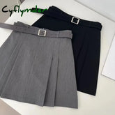 Cyflymder Preppy Style A-Line Skirt for Women Summer New High Waist Black Gray Pleated Skirts Female Casual Student