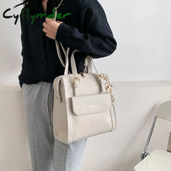 Cyflymder Preppy Style Bow Faux Pearl Beaded Decor High Quality Women’s Backpacks Pu Leather