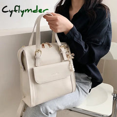 Cyflymder Preppy Style Bow Faux Pearl Beaded Decor High Quality Women’s Backpacks Pu Leather