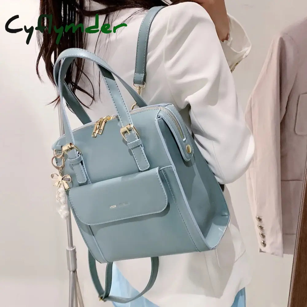 Cyflymder Preppy Style Bow Faux Pearl Beaded Decor High Quality Women’s Backpacks Pu Leather