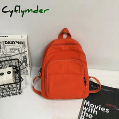 Cyflymder Preppy Style Fashion Women Solid Color Retro Small Backpack Students Ladies Travel Canvas