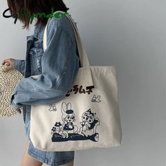 Cyflymder Print Student Shoulder Bags For Women Casual Tote Letter Large Capacity Interior Zipper
