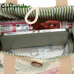 Cyflymder Printed Butterfly Lunch Bag For Women Girla Large Capacity Work Food Container Bags