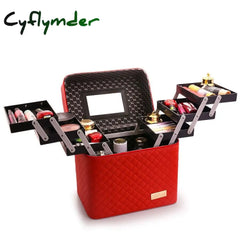 Cyflymder Professional Women Large Capacity Makeup Fashion Toiletry Cosmetic Bag Multilayer Storage