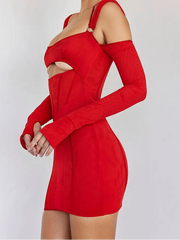Cyflymder Sexy Hollow Out Backless Mini Dress For Women Elegant Spaghetti Strap Bodycon Party Short Dresses Vestido