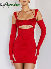 Cyflymder Sexy Hollow Out Backless Mini Dress For Women Elegant Spaghetti Strap Bodycon Party Short Dresses Vestido