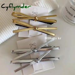 Cyflymder Pu Leather Bow Hairpin Hair Clip Fashion Design Personality Delicate Korea Sweet Cool Y2K