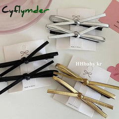 Cyflymder Pu Leather Bow Hairpin Hair Clip Fashion Design Personality Delicate Korea Sweet Cool Y2K
