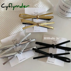Cyflymder Pu Leather Bow Hairpin Hair Clip Fashion Design Personality Delicate Korea Sweet Cool Y2K