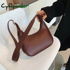 Vintage Half-moon Shoulder Bag For Women Soft Leather Underarm Bag New Crossbody Handbag Luxury Brands Armpit Bag