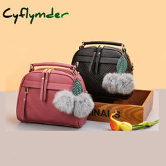 Cyflymder Pu Leather Handbag For Women Girl Fashion Tassel Messenger Bags With Ball Bolsa Female