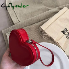 Cyflymder PU Leather Heart Bag Coin Purses for Women Cute Children’s Handbag Wallet Designer Original Kawaii Wallets