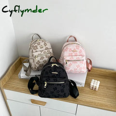 Cyflymder Pu Leather Shoulder Mini Small Backpack Multi-Function Ladies Phone Pouch Pack Flower