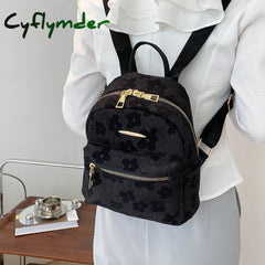 Cyflymder Pu Leather Shoulder Mini Small Backpack Multi-Function Ladies Phone Pouch Pack Flower