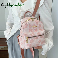 Cyflymder Pu Leather Shoulder Mini Small Backpack Multi-Function Ladies Phone Pouch Pack Flower