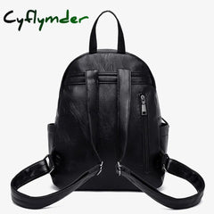 Cyflymder Pu Leather Small Backpack Women Fashion Shoulder Bag Ladies High Capacity Travel School