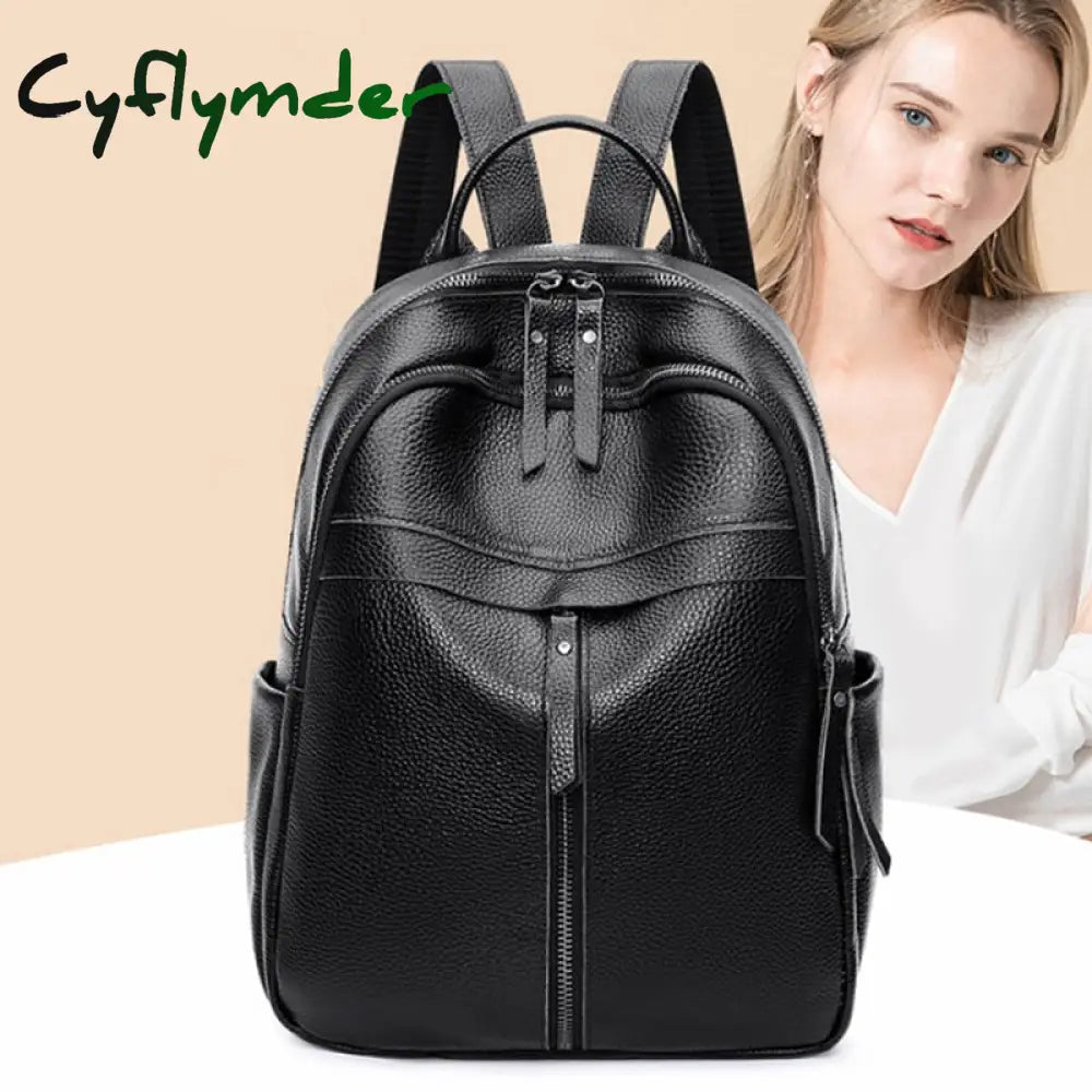 Cyflymder Pu Leather Small Backpack Women Fashion Shoulder Bag Ladies High Capacity Travel School