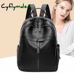 Cyflymder Pu Leather Small Backpack Women Fashion Shoulder Bag Ladies High Capacity Travel School