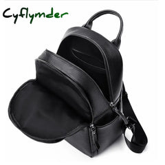 Cyflymder Pu Leather Small Backpack Women Fashion Shoulder Bag Ladies High Capacity Travel School