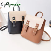 Cyflymder Pu Leather Women Small Backpack Fashion Splicing Hit Color Shoulder Bags School For