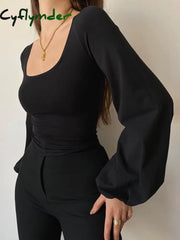 Cyflymder - Puff Sleeve Square Neck Blouse Blouses