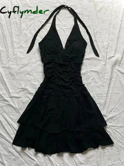 Cyflymder Punk Sexy Dresses Women Clothes Summer Vintage 90s Korea Dress Sweet Girl High Waist Slim Gothic Harajuku Y2k
