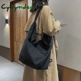 Cyflymder Pure Color Nylon Big Tote Bags For Women New Shoulder Shopping Bag Waterproof Fabric